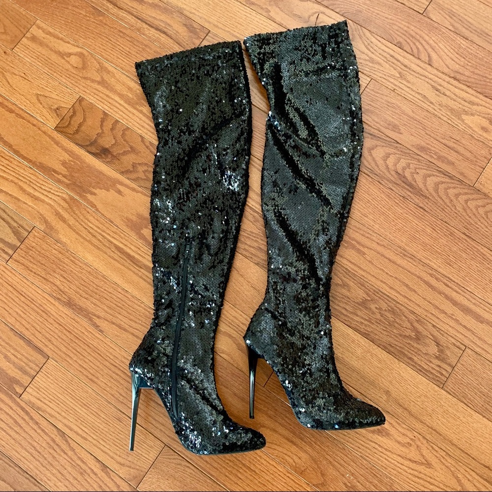 Over the Knee Black  Sequel Boots Sz 7 1/3